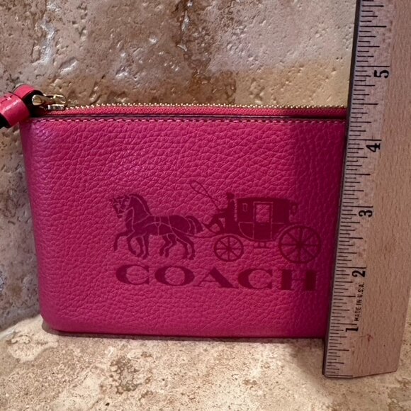 Coach Corner Zip Horse & Carriage Leather Wristlet - "Strawberry Haze" (C7420) - Picture 6 of 6